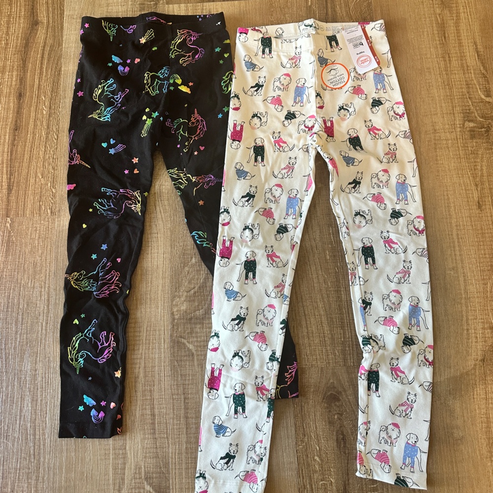 Wonder Nation Cream and Black Animal Print Leggings‎